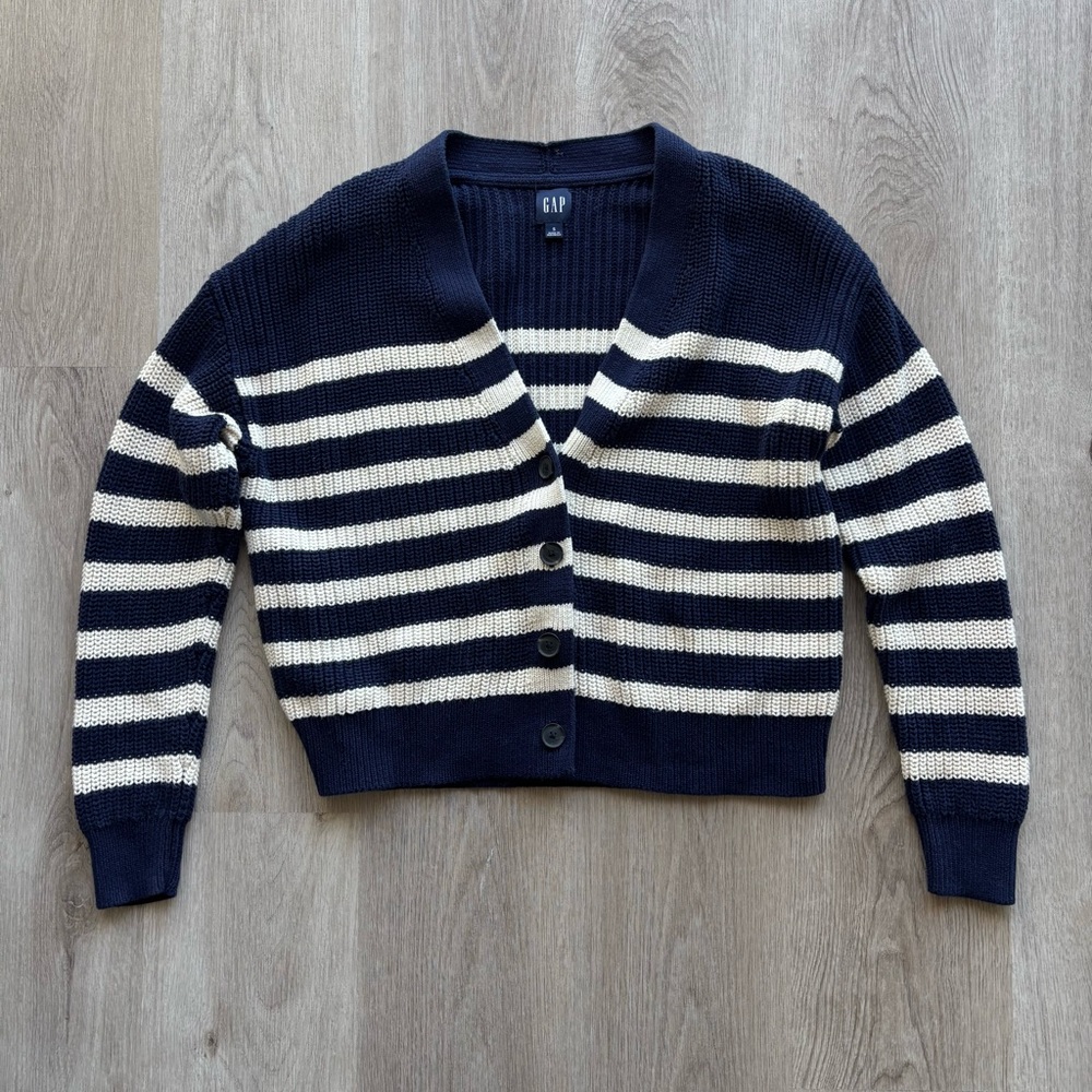 Gap navy and white striped cardigan - 100% cotton